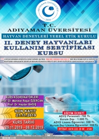 Adıyaman Üniversitesi Deney Hayvanları Sertifika Kurs Kayıtları Başlamıştır.